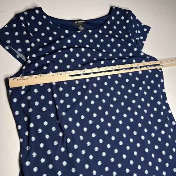 Liz Claiborne Career Dress Women’s Size XL Blue & White Polka Dot & Striped Hem - Picture 8 of 9